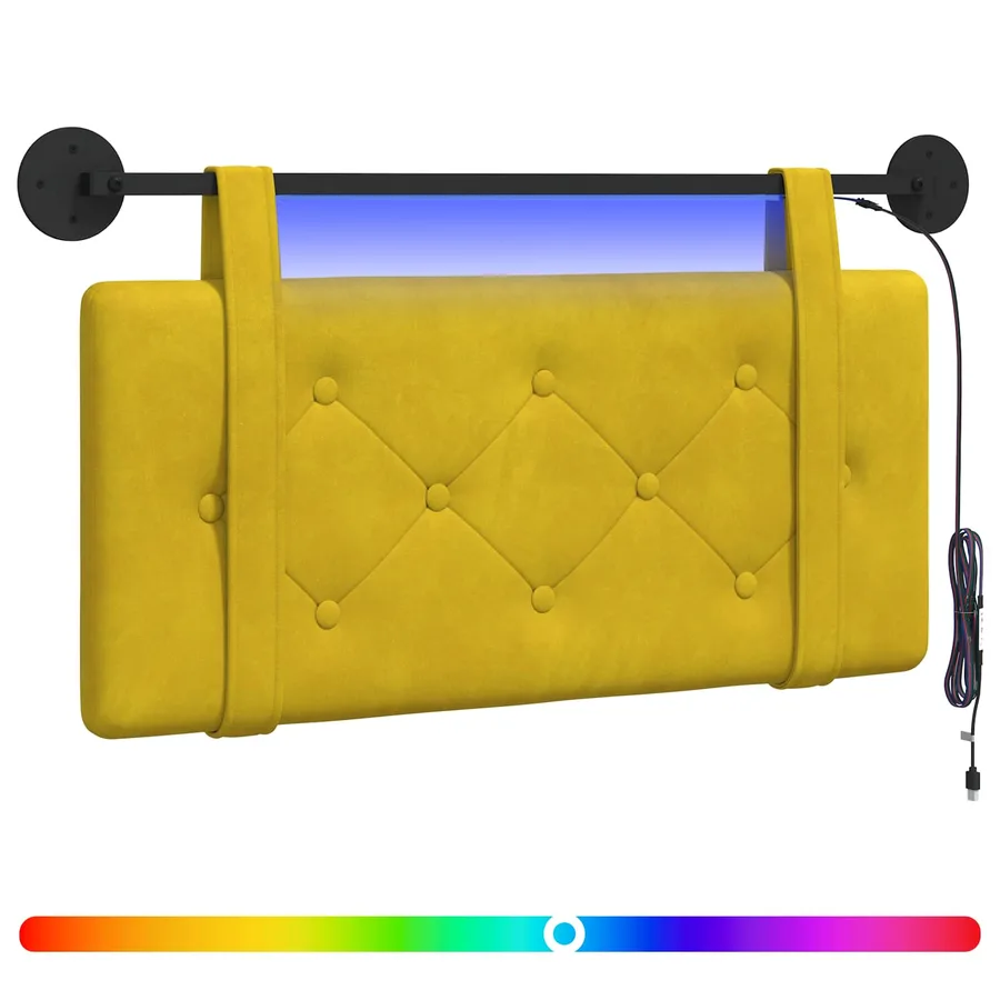 Tête de lit suspendue Avec lumière LED Jaune Velours - 2