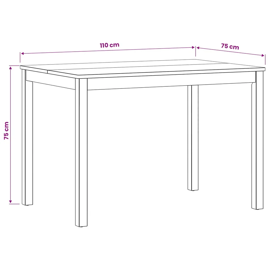 Table de salle à manger / Table de repas 110 x 75 x 75 cm - 7