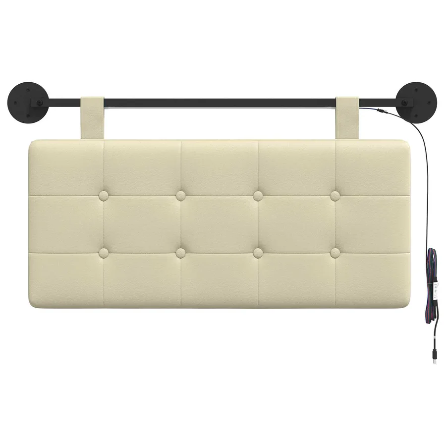 Tête de lit suspendue Avec lumière LED Crème Simili cuir - 6