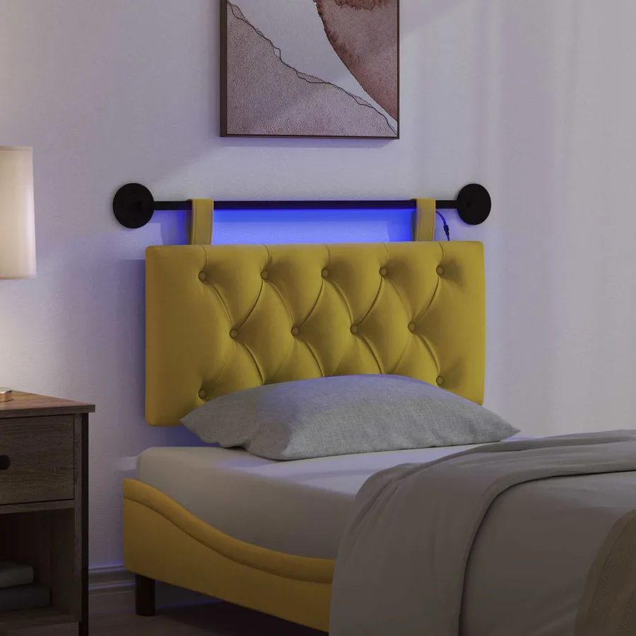 Tête de lit suspendue Avec lumière LED Jaune Velours - 5