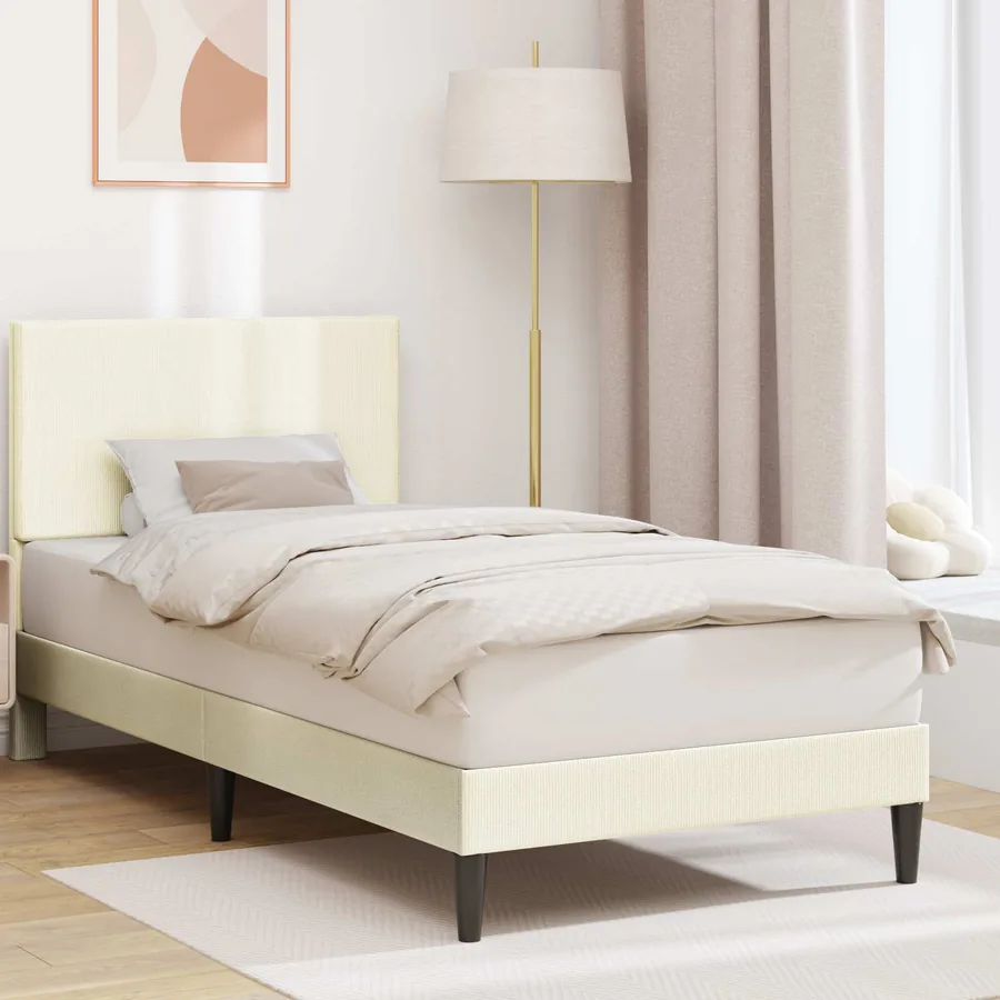 Cadre de lit Crème 80 x 200 cm Tissu en velours côtelé