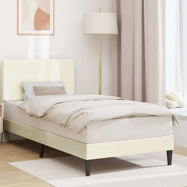 Cadre de lit Crème 90 x 190 cm Tissu en velours côtelé