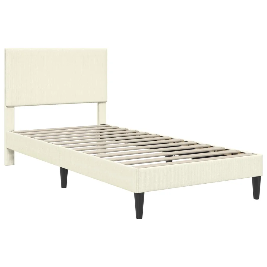Cadre de lit Crème 90 x 190 cm Tissu en velours côtelé - 3