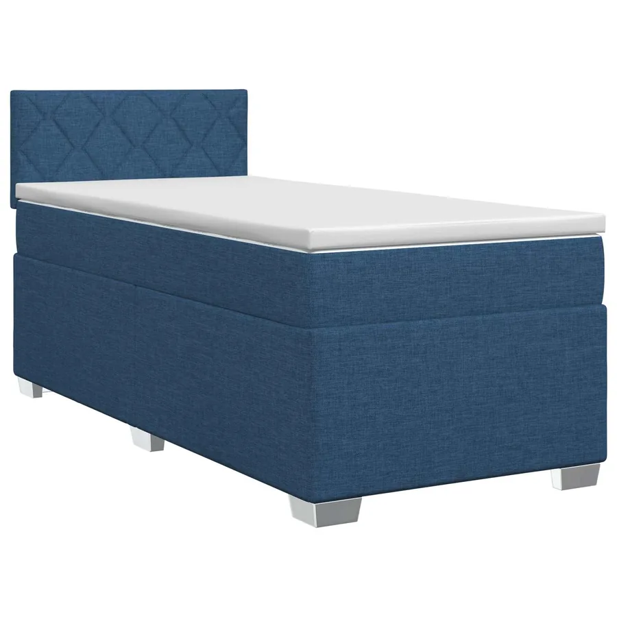 Lit boxspring avec matelas Bleu 100 x 200 cm Tissu