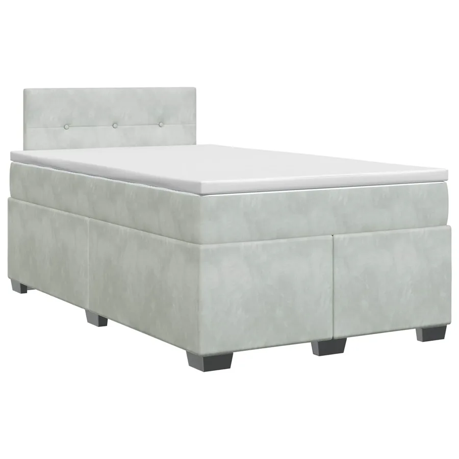 Lit boxspring avec matelas Gris clair 120 x 200 cm Velours