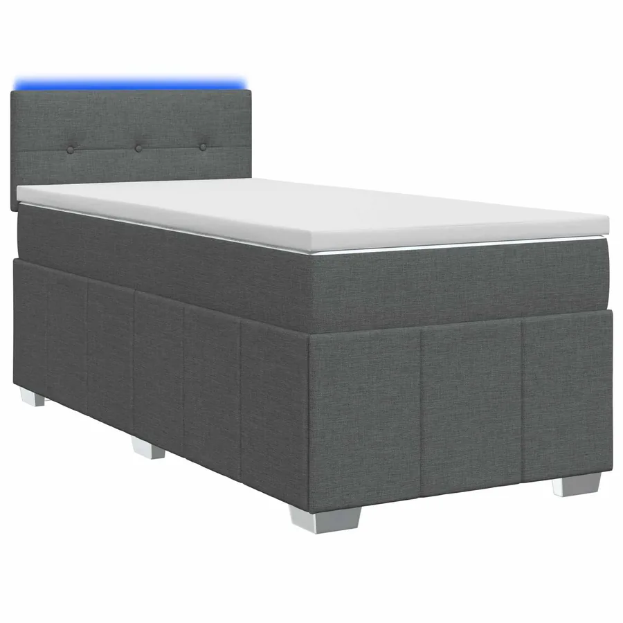 Lit boxspring avec matelas Gris foncé 90 x 200 cm Tissu
