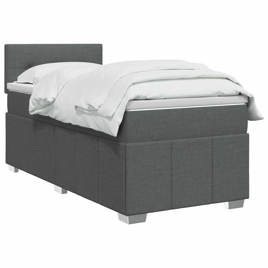 Lit boxspring avec matelas Gris foncé 90 x 200 cm Tissu - 2