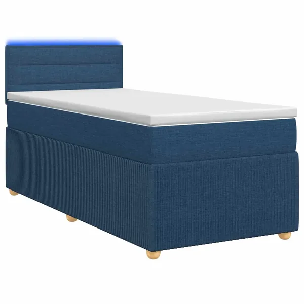 Lit boxspring avec matelas Bleu 90 x 200 cm Tissu