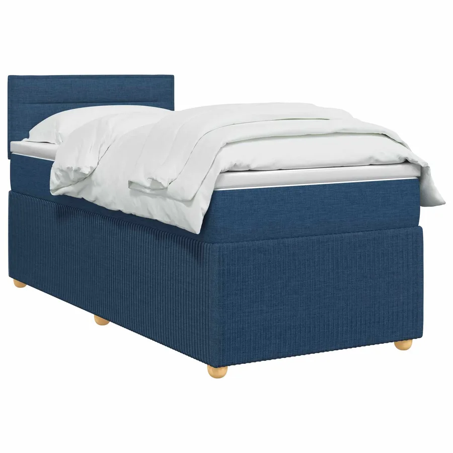Lit boxspring avec matelas Bleu 90 x 200 cm Tissu - 2