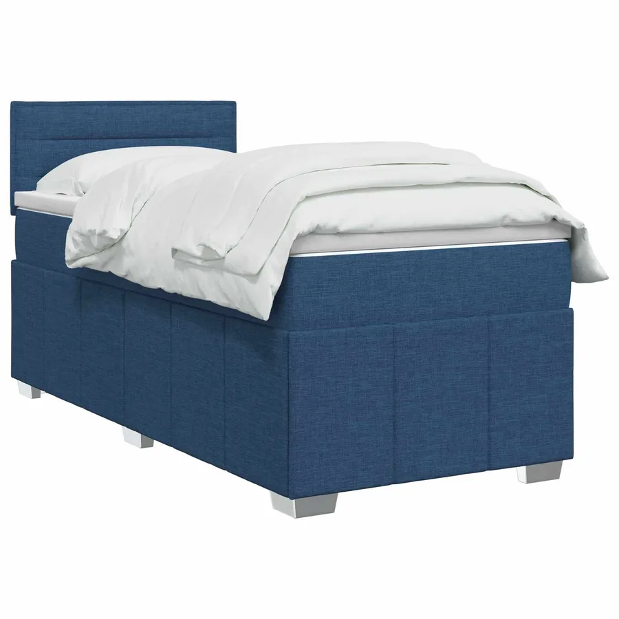 Lit boxspring avec matelas Bleu 90 x 200 cm Tissu - 2