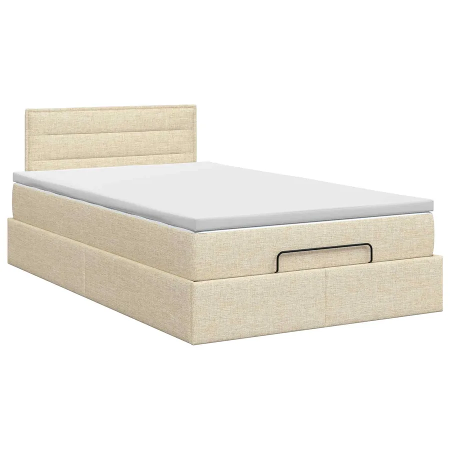 Lit ottoman avec matelas Crème 120 x 200 cm Tissu - 7