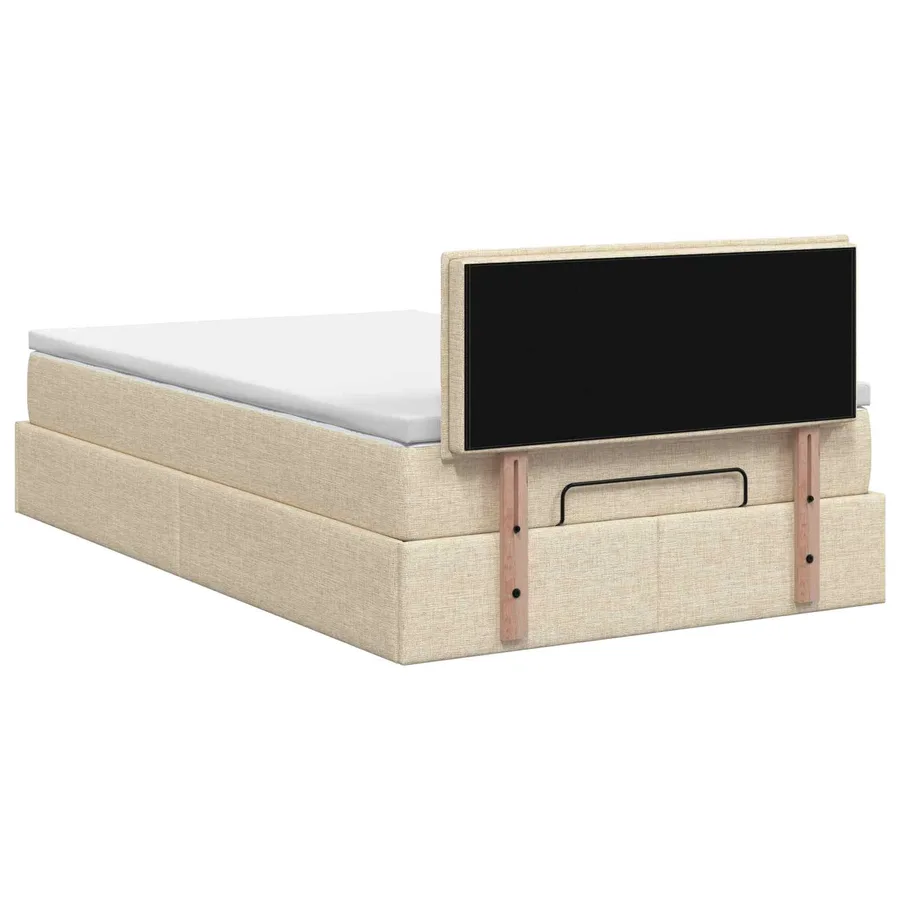 Lit ottoman avec matelas Crème 120 x 200 cm Tissu - 8