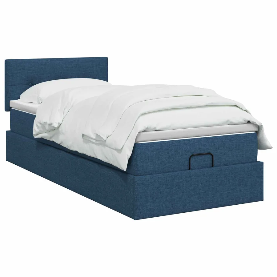 Lit ottoman avec matelas Bleu 100 x 200 cm Tissu - 2