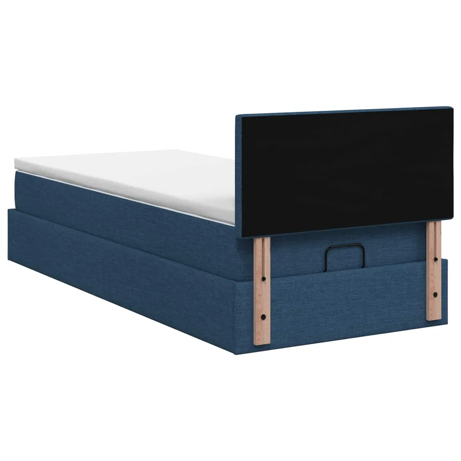 Lit ottoman avec matelas Bleu 100 x 200 cm Tissu - 8