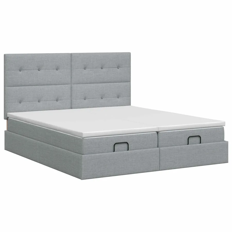 Lit ottoman avec matelas avec tête de lit 2 pc Gris clair Tissu - 7