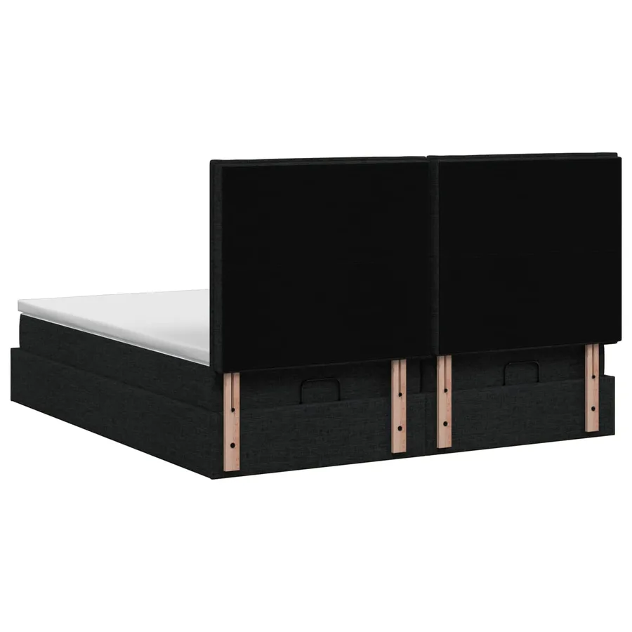 Lit ottoman avec matelas avec tête de lit 2 pcs Noir Tissu - 8