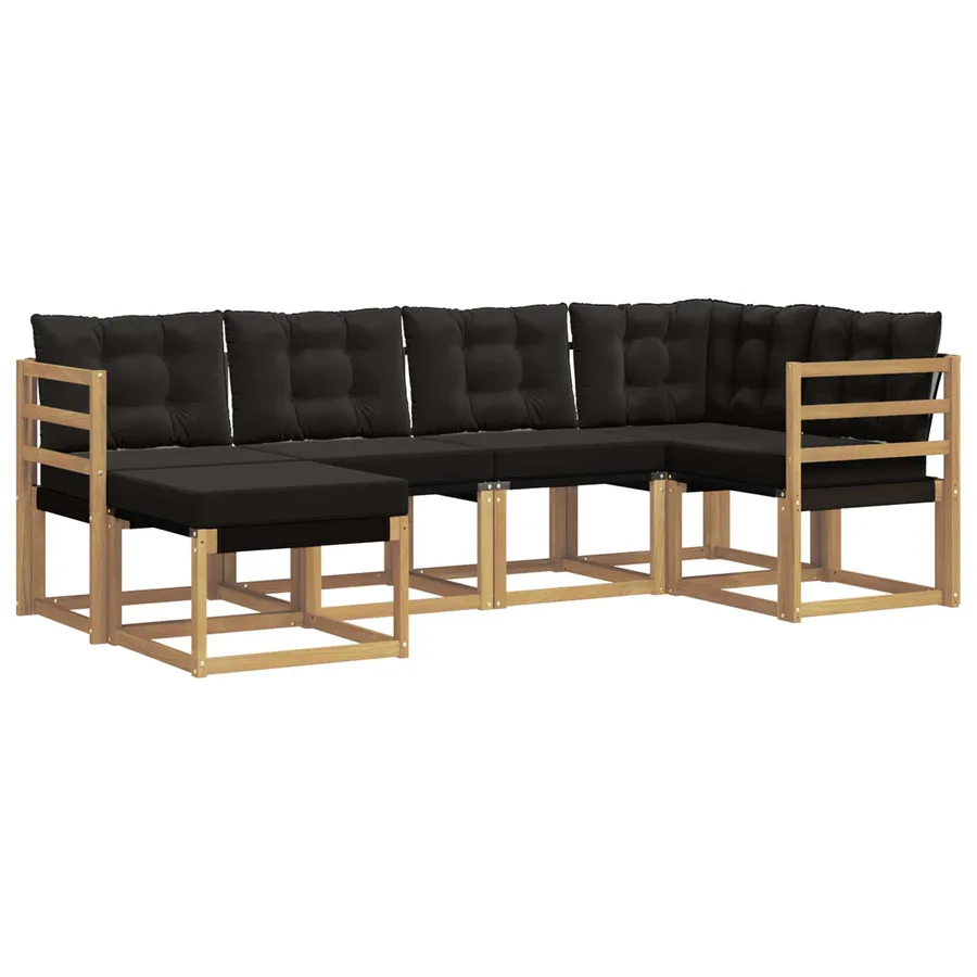 Ensemble de canapés d'extérieur 6 pcs Blanc et noir - 2