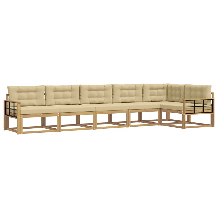 Ensemble de canapés d'extérieur 4 pcs Blanc et Beige Polyester - 2