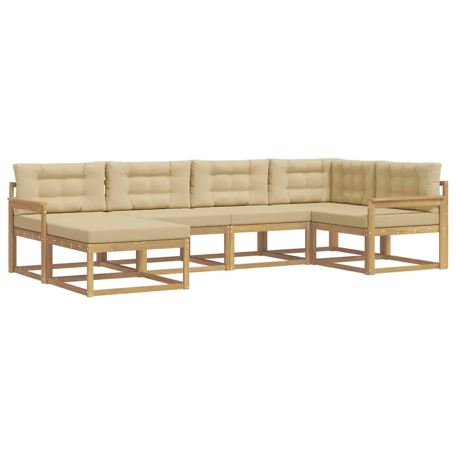 Ensemble de canapés d'extérieur 5 pcs Blanc et Beige Polyester - 2