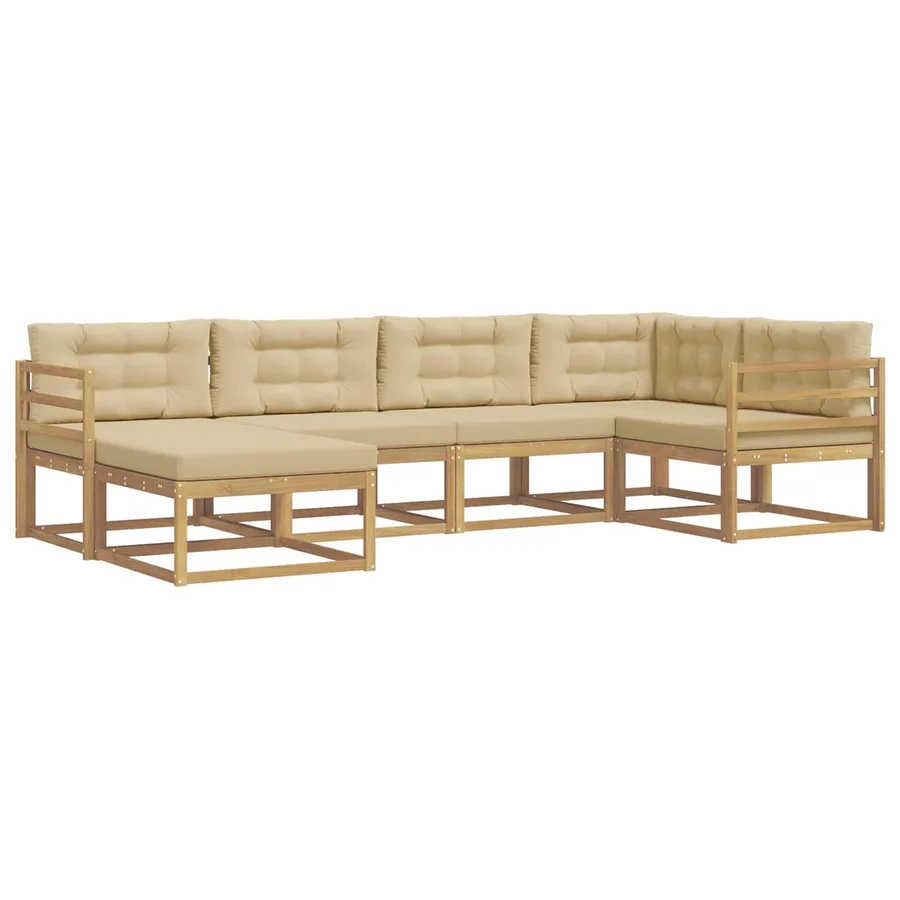 Ensemble de canapés d'extérieur 5 pcs Blanc et Beige Polyester - 2