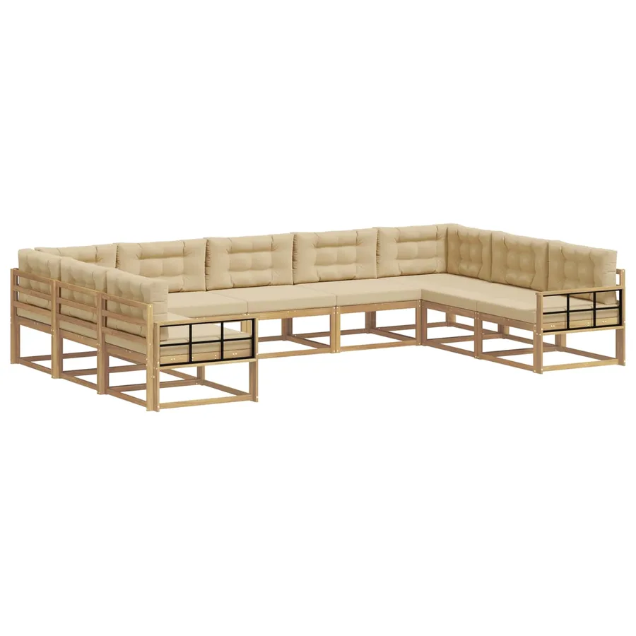 Ensemble de canapés d'extérieur 9 pcs Blanc et Beige - 2