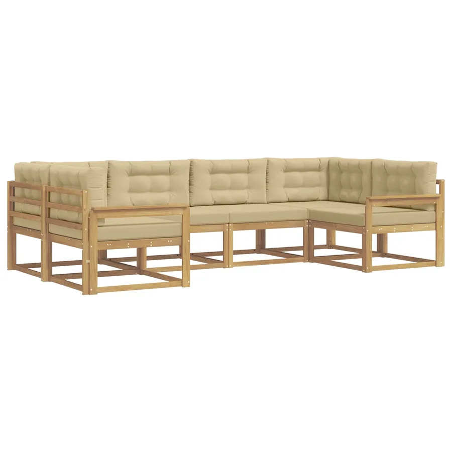 Ensemble de canapés d'extérieur 6 pcs Blanc et Beige - 2