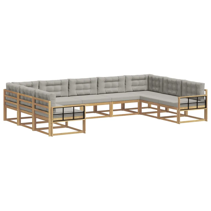 Ensemble de canapés d'extérieur 9 pcs Blanc et gris clair - 2