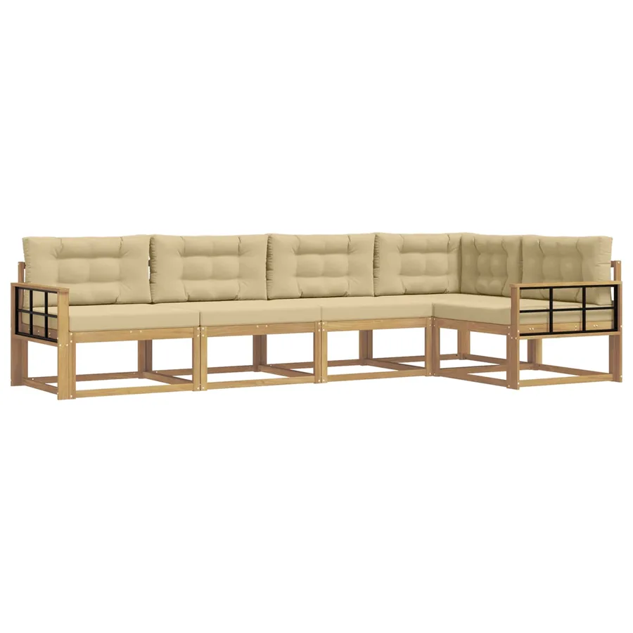 Ensemble de canapés d'extérieur 4 pcs Blanc et Beige Polyester - 2