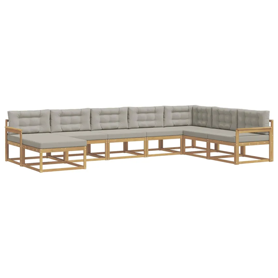 Ensemble de canapés d'extérieur 8 pcs Blanc et gris clair - 2