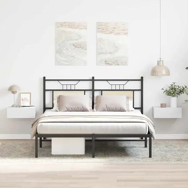 Tables de chevet flottantes 2 pcs Blanc bois d’ingénierie