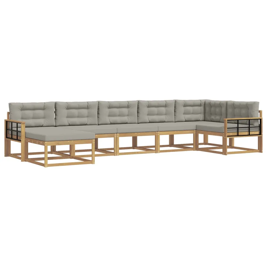 Ensemble de canapés d'extérieur 7 pcs Blanc et gris clair - 2