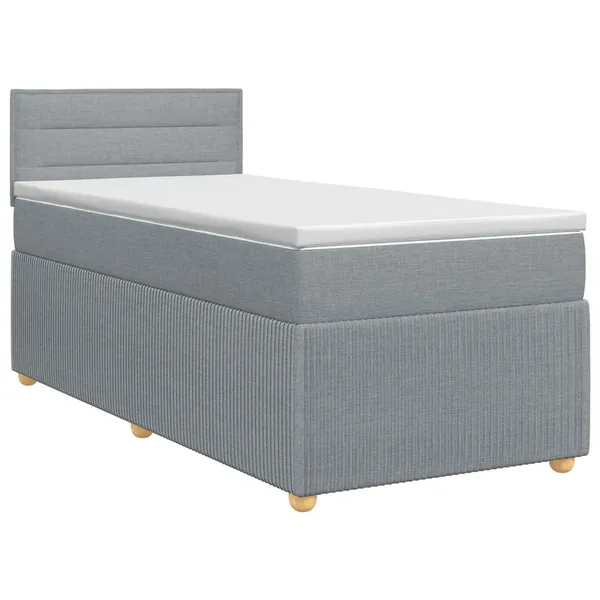 Lit boxspring avec matelas Gris clair 90 x 200 cm Tissu