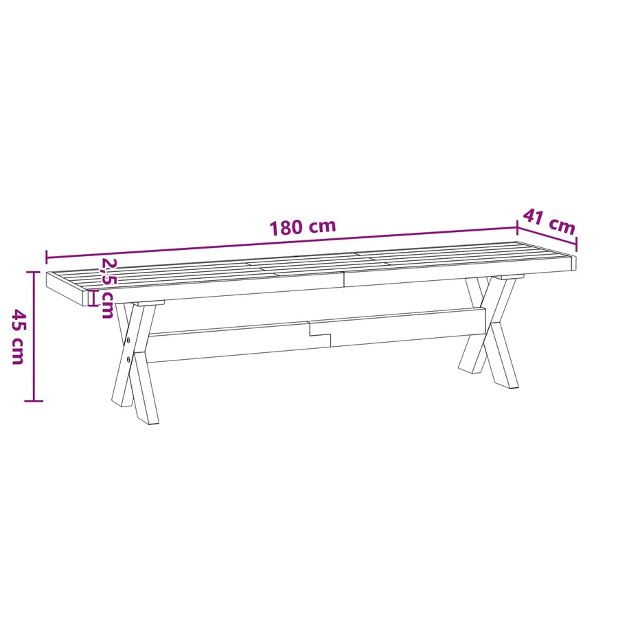 Banc de salle à manger NOAIN 180 x 41 x 45 cm Pin massif Noir - 9