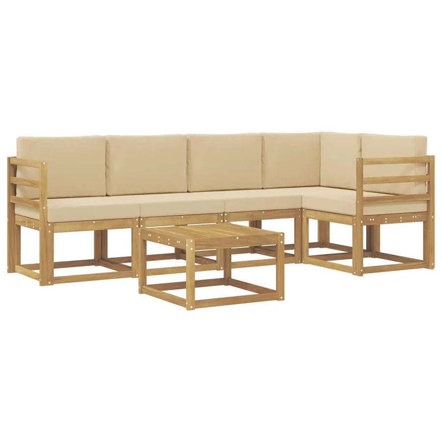 Ensemble de canapés d'extérieur 6 pcs Blanc et Beige - 2