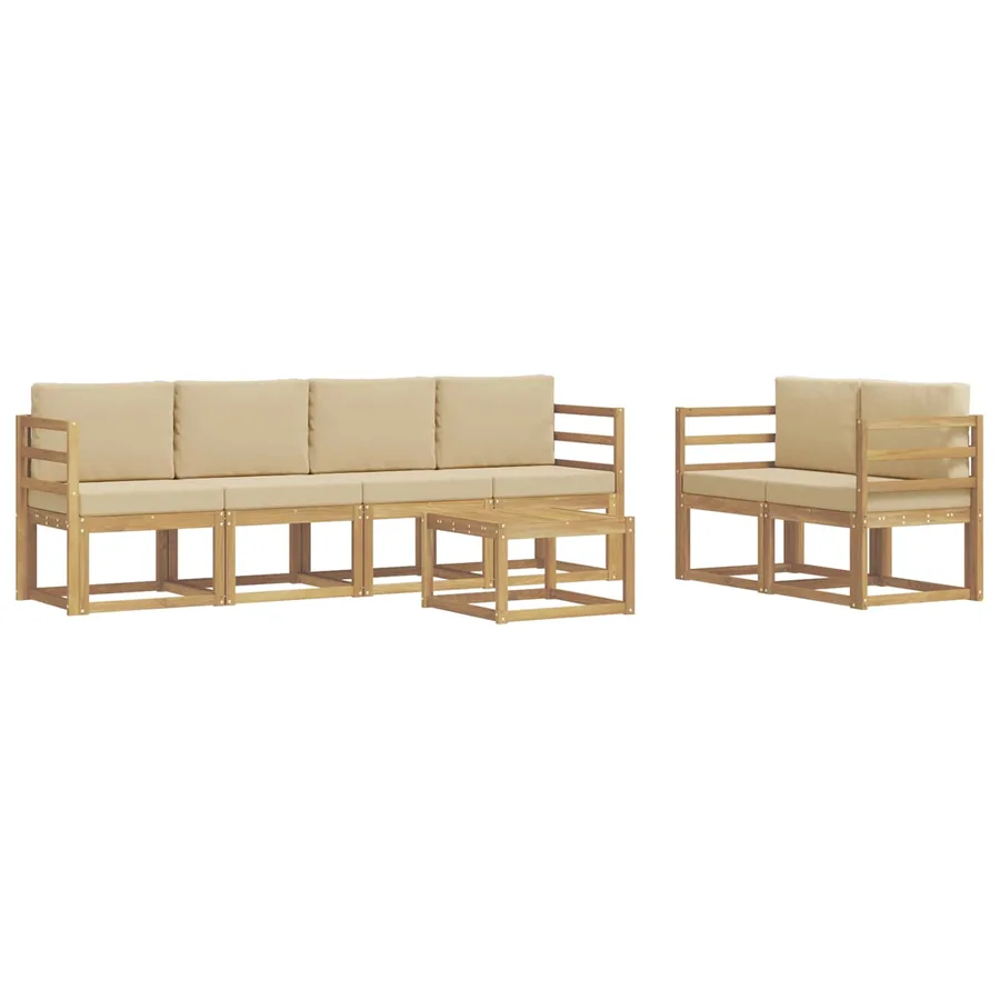 Ensemble de canapés d'extérieur 7 pcs Blanc et Beige - 2