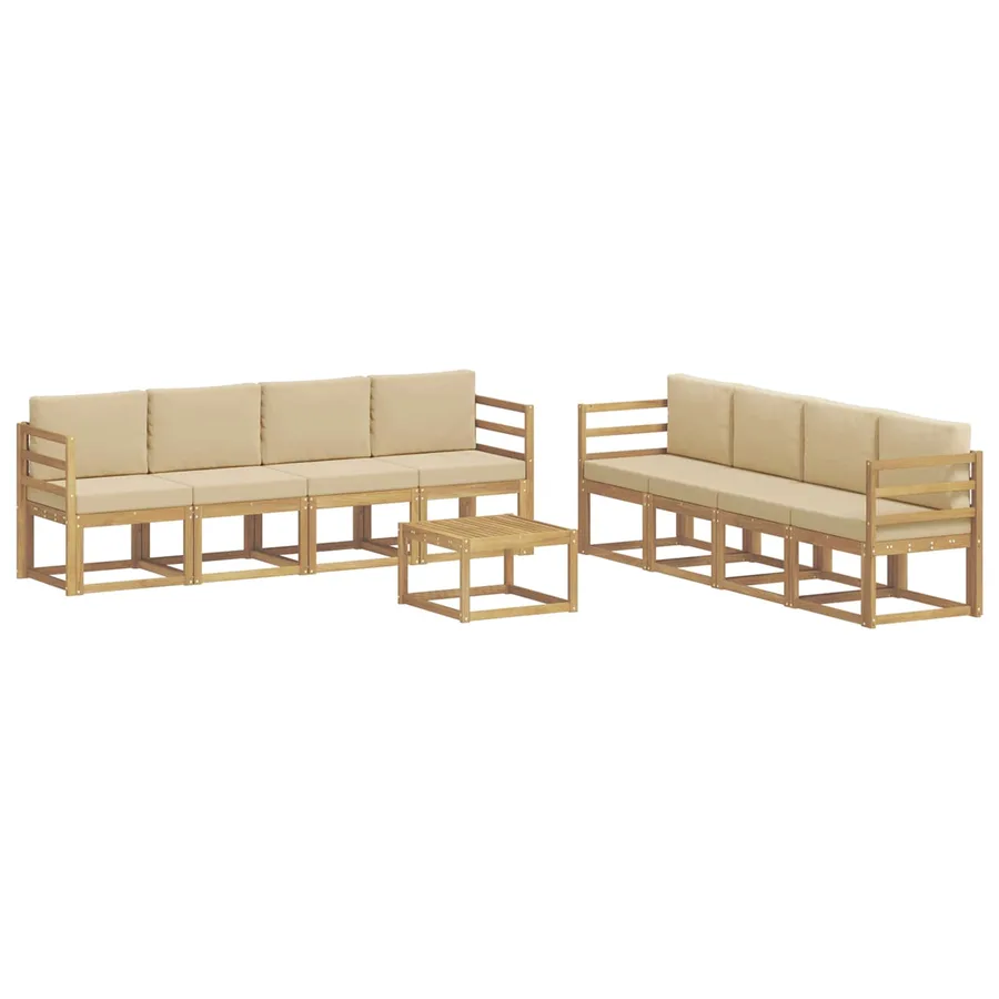 Ensemble de canapés d'extérieur 9 pcs Blanc et Beige - 2