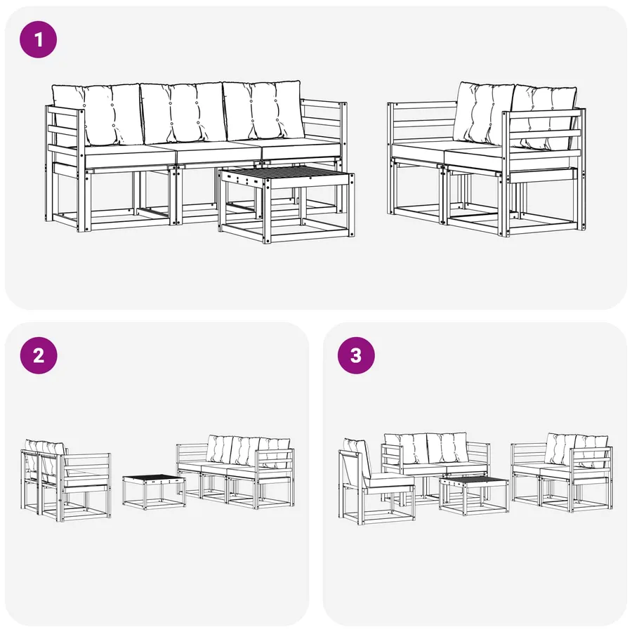 Ensemble de canapés d'extérieur 6 pcs Blanc et gris clair - 7