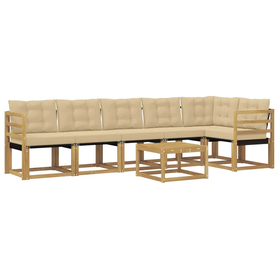 Ensemble de canapés d'extérieur 7 pcs Blanc et Beige - 2