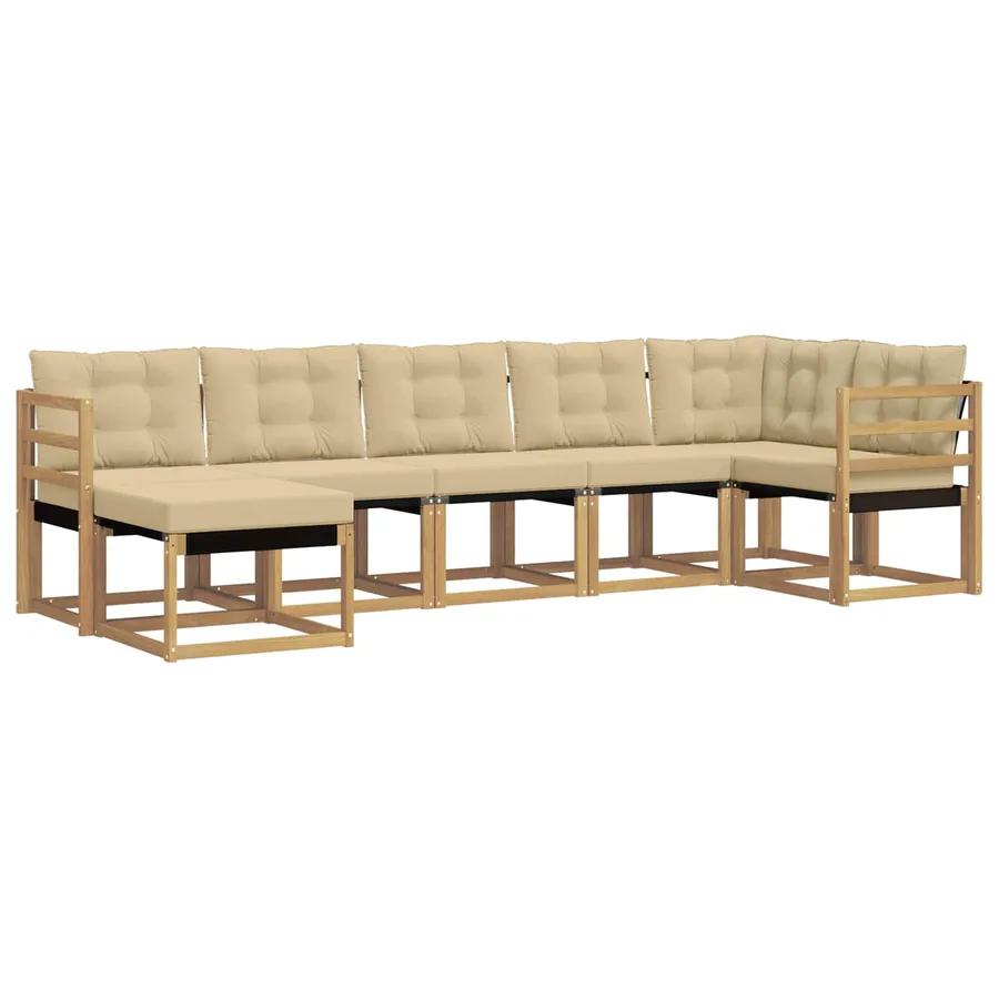 Ensemble de canapés d'extérieur 7 pcs Blanc et Beige - 2