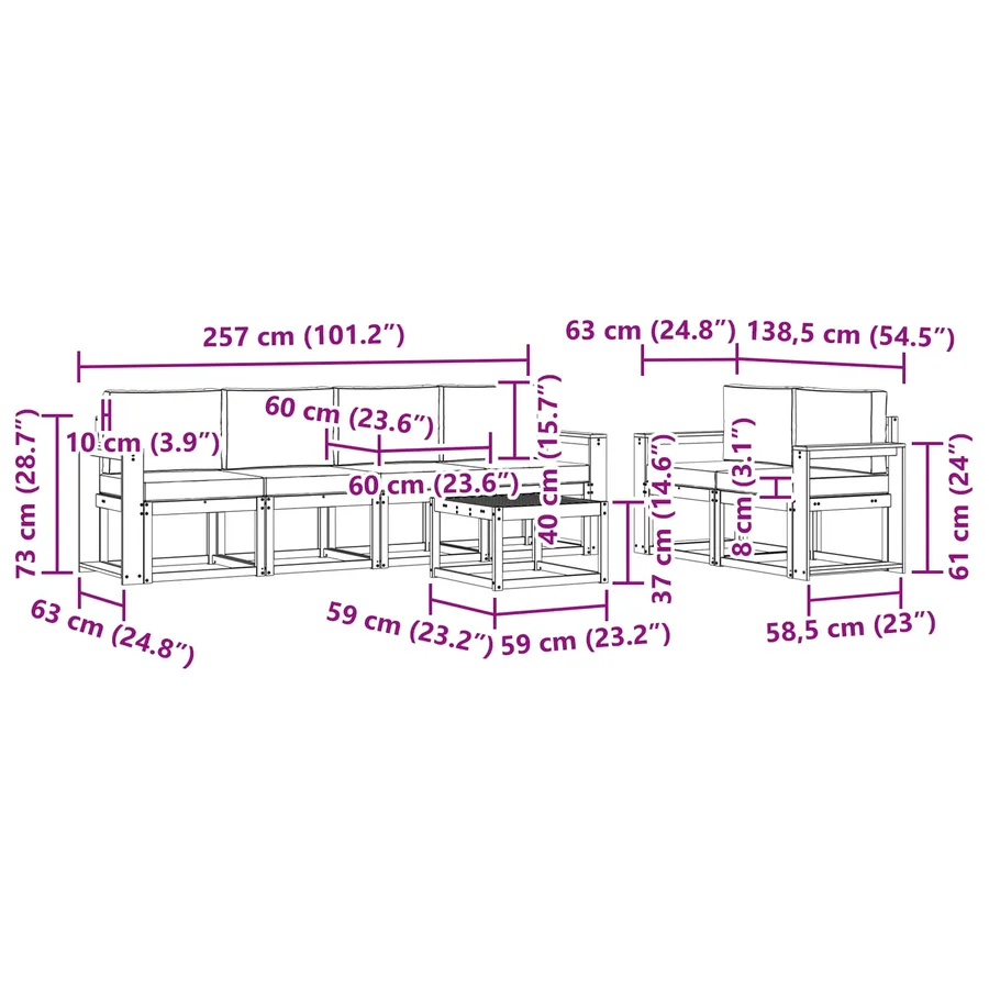 Ensemble de canapés d'extérieur 7 pcs Blanc et anthracite - 7