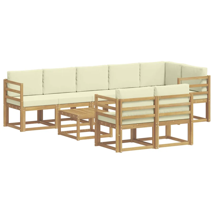 Ensemble de canapés d'extérieur 9 pcs Blanc et crème Polyester - 2