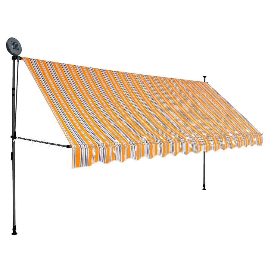 Auvent manuel rétractable avec LED 400 cm Jaune et bleu - 2