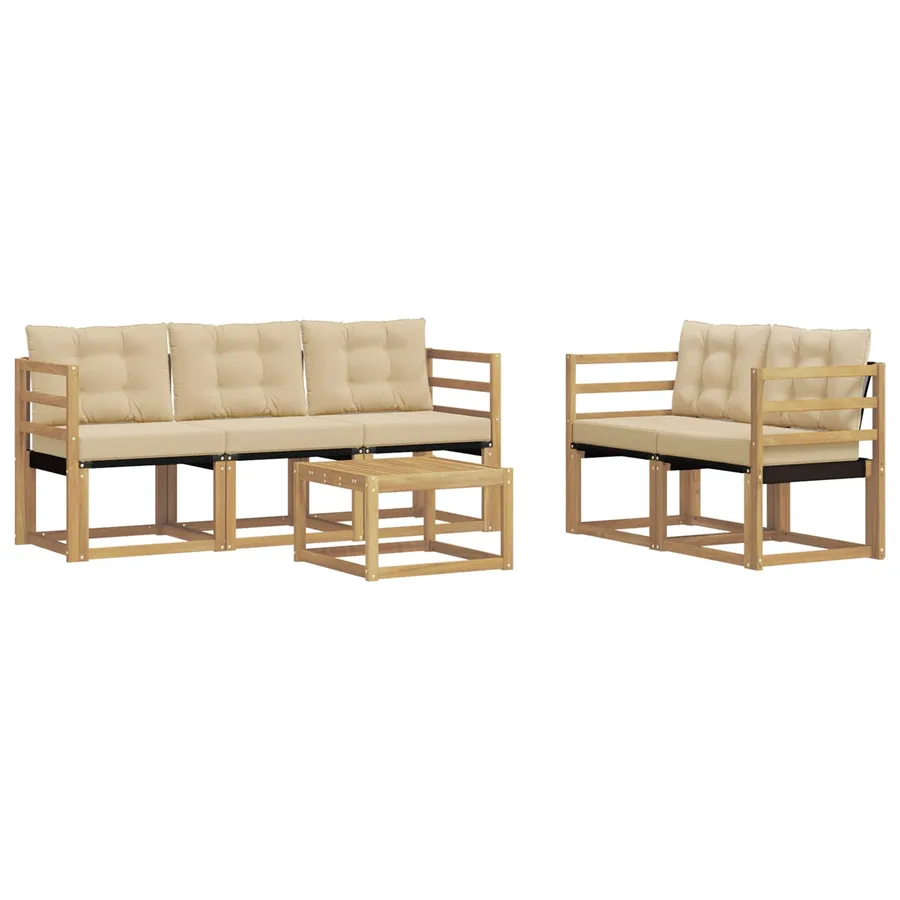 Ensemble de canapés d'extérieur 6 pcs Blanc et Beige - 2