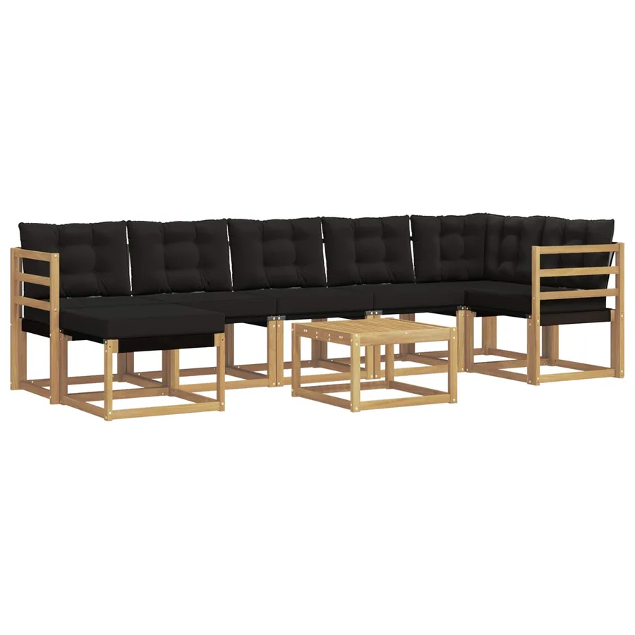 Ensemble de canapés d'extérieur 8 pcs Blanc et noir - 2