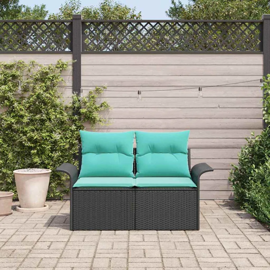 Canapé de jardin avec coussin 141 x 62 x 69 cm polyrotin - 3