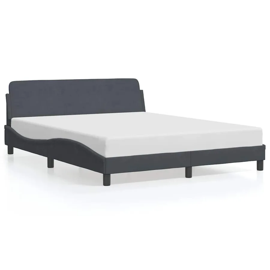 Cadre de lit Dover gris foncé 152x203 cm velours - 2