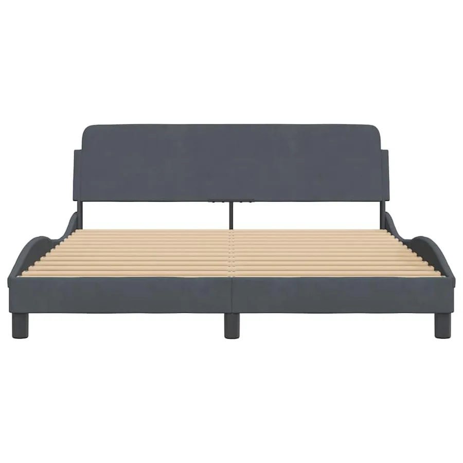Cadre de lit Dover gris foncé 152x203 cm velours - 4