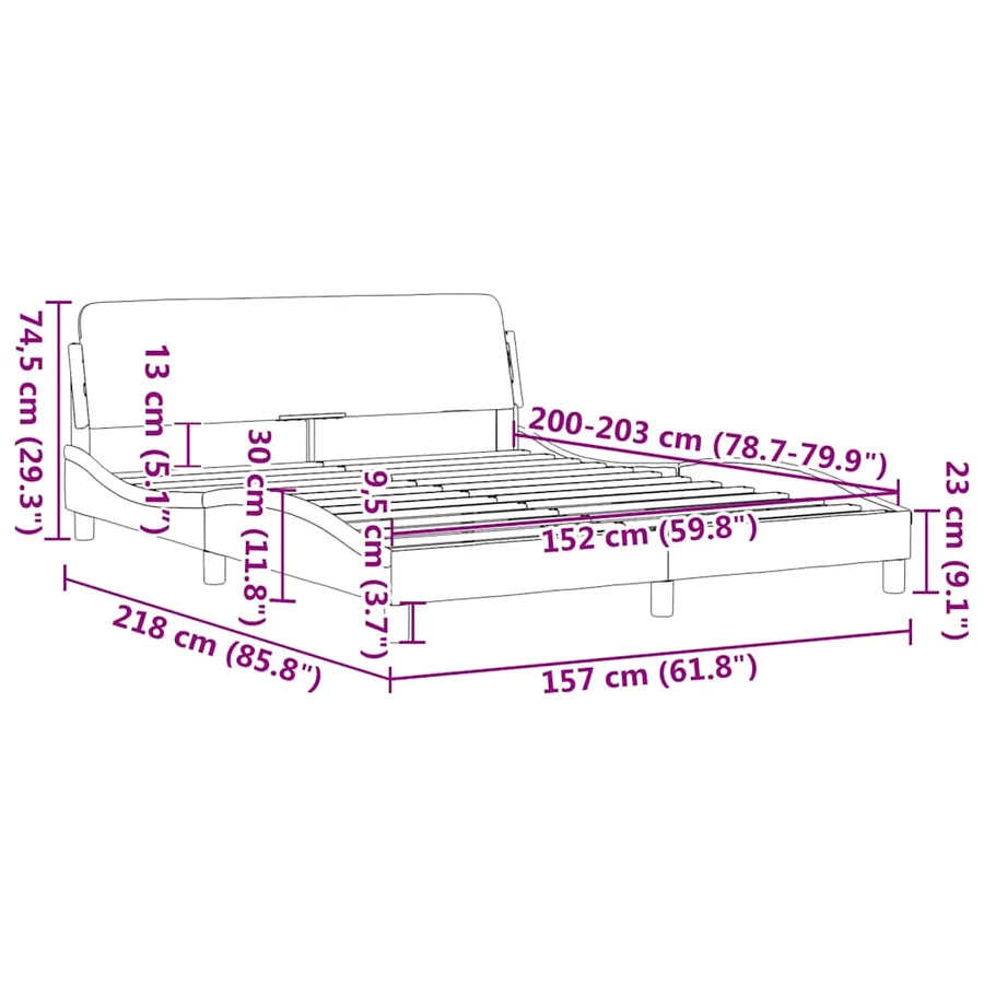 Cadre de lit Dover gris foncé 152x203 cm velours - 9