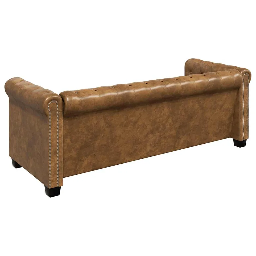 Ensemble de canapé Chesterfield à 2 et 3 places marron - 9