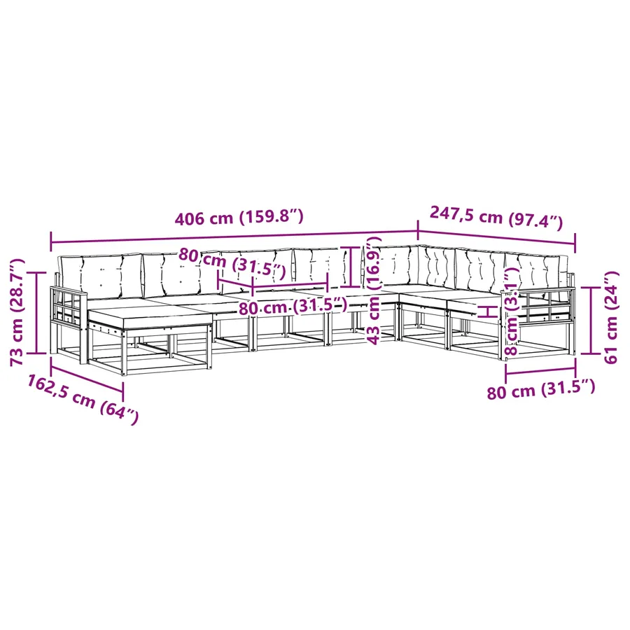 Ensemble de canapés d'extérieur 8 pcs Blanc et anthracite - 7